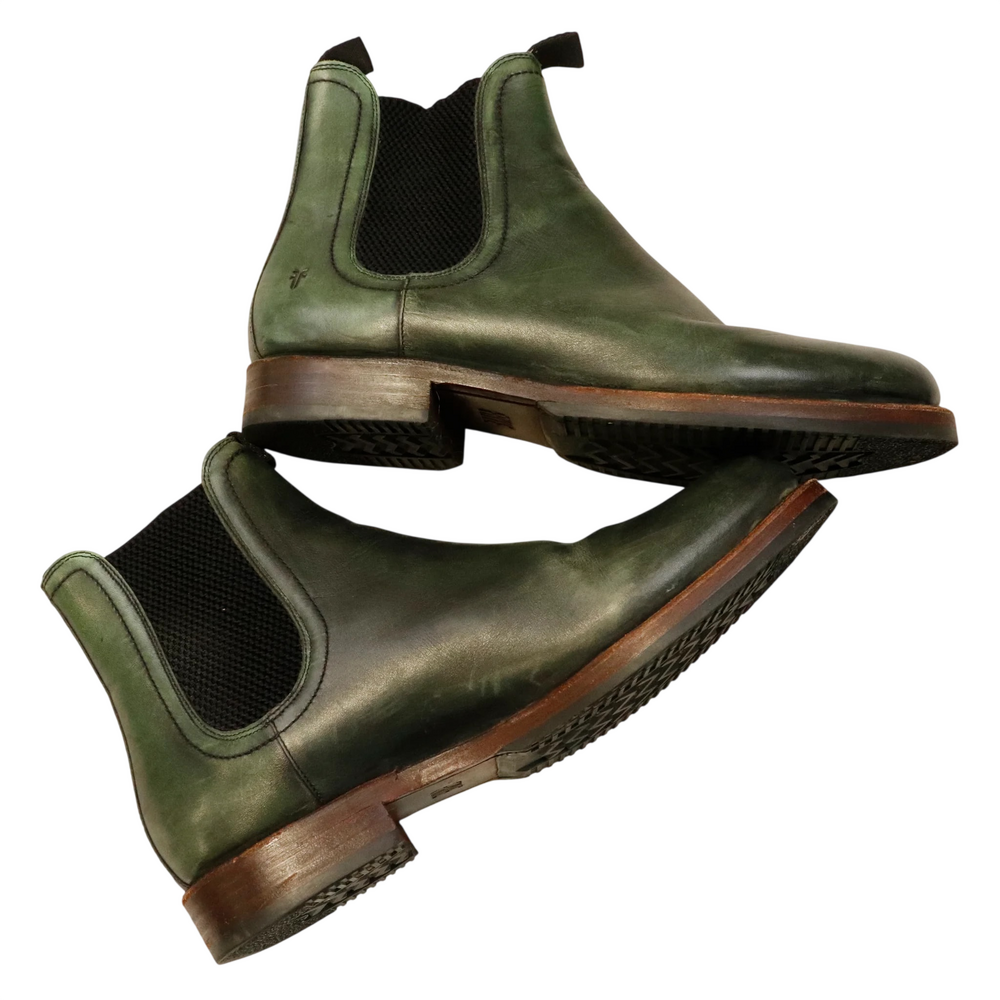 Vintage Frye Green Leather Chelsea Boots Size 10M